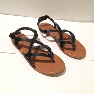 Cat & Jack Girls Black Criss Cross Sandals